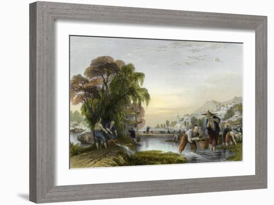 Rice Transplanting-Thomas Allom-Framed Art Print