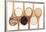 Rice Varieties In Olive Wood Spoons Over White Background-marilyna-Framed Premium Giclee Print