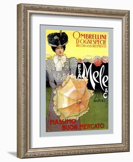 Rich Assortment in Umbrellas from Mele-Leopoldo Metlicovitz-Framed Art Print