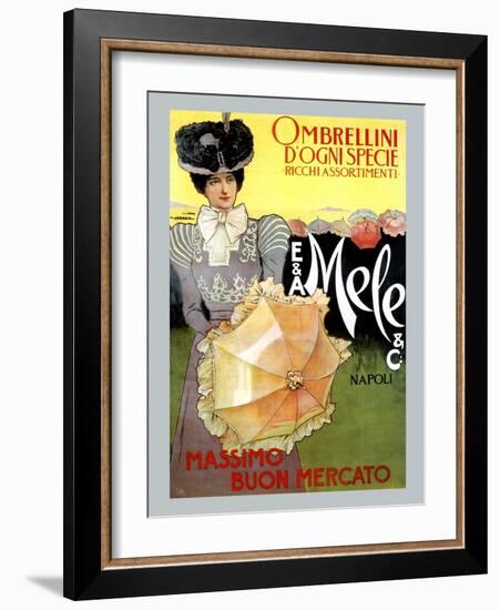 Rich Assortment in Umbrellas from Mele-Leopoldo Metlicovitz-Framed Art Print