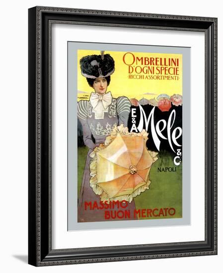 Rich Assortment in Umbrellas from Mele-Leopoldo Metlicovitz-Framed Art Print