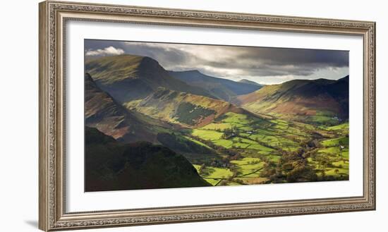 Rich autumn sunlight illuminates Newlands Valley in the Lake District, Cumbria, England.-Adam Burton-Framed Photographic Print