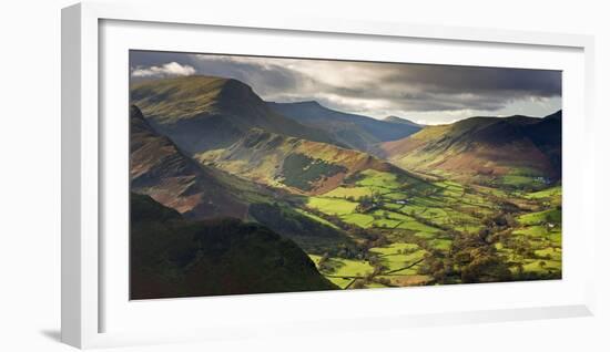 Rich autumn sunlight illuminates Newlands Valley in the Lake District, Cumbria, England.-Adam Burton-Framed Photographic Print