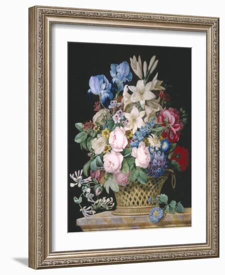 Rich Still Life of Flowers in a Basket-Alexandre-Francois Desportes-Framed Giclee Print