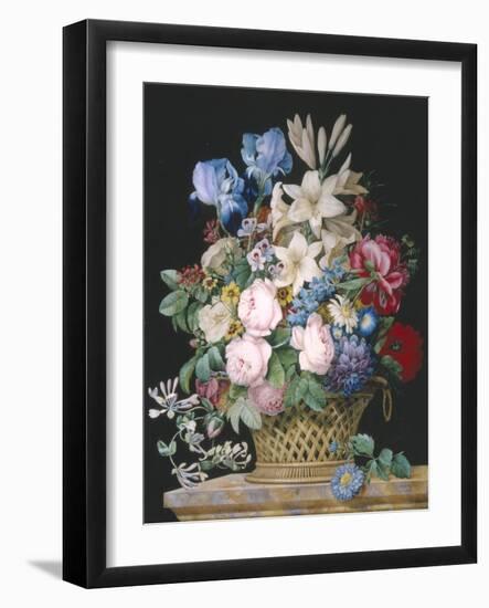 Rich Still Life of Flowers in a Basket-Alexandre-Francois Desportes-Framed Giclee Print