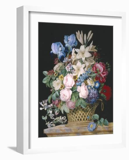 Rich Still Life of Flowers in a Basket-Alexandre-Francois Desportes-Framed Giclee Print