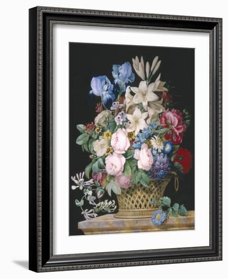 Rich Still Life of Flowers in a Basket-Alexandre-Francois Desportes-Framed Giclee Print