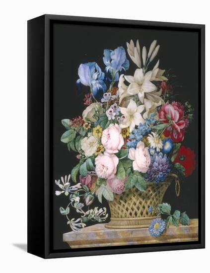 Rich Still Life of Flowers in a Basket-Alexandre-Francois Desportes-Framed Premier Image Canvas