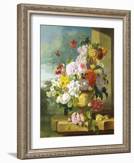 Rich Still Life of Flowers in a Vase-John Wainwright-Framed Giclee Print