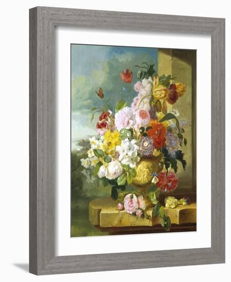 Rich Still Life of Flowers in a Vase-John Wainwright-Framed Giclee Print