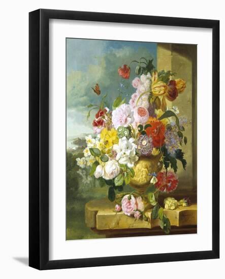 Rich Still Life of Flowers in a Vase-John Wainwright-Framed Giclee Print