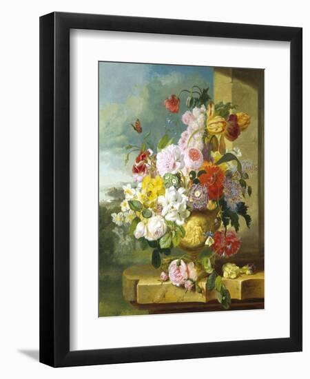 Rich Still Life of Flowers in a Vase-John Wainwright-Framed Giclee Print