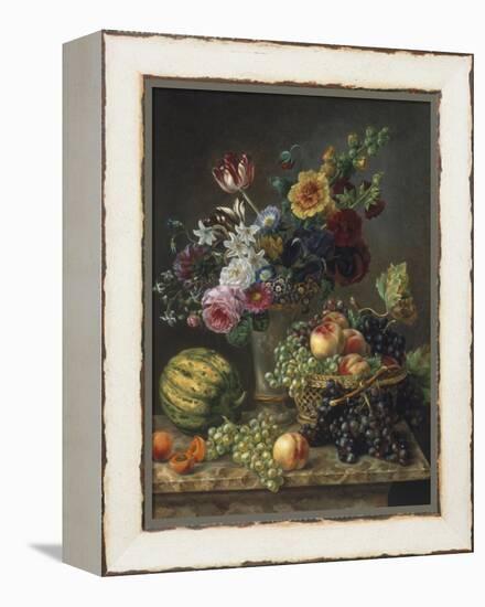 Rich Still Life of Fruit and Flowers-Marie-josephine Hellemans-Framed Premier Image Canvas