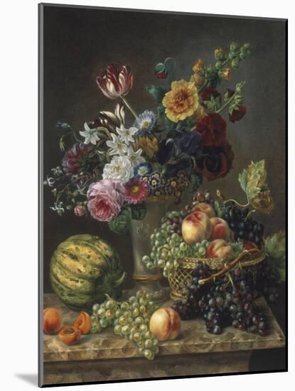 Rich Still Life of Fruit and Flowers-Marie-josephine Hellemans-Mounted Giclee Print