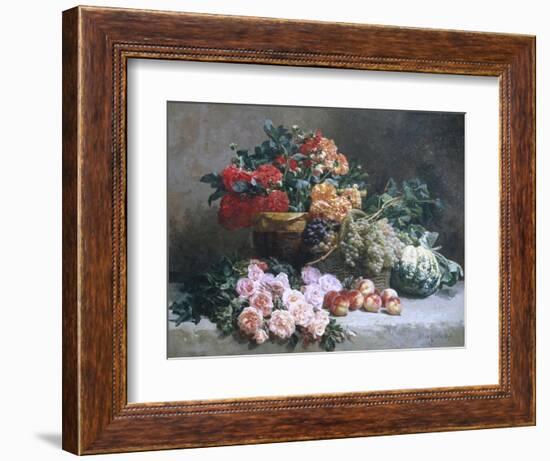 Rich Still Life of Fruit and Flowers-Pierre Bourgogne-Framed Giclee Print