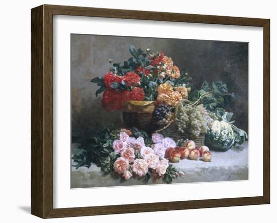 Rich Still Life of Fruit and Flowers-Pierre Bourgogne-Framed Giclee Print