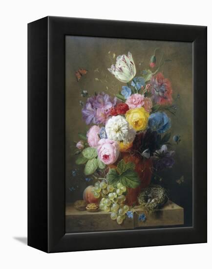 Rich Still Life of Roses, Poppies, Azaleas and Tulips-Arnoldus Bloemers-Framed Premier Image Canvas