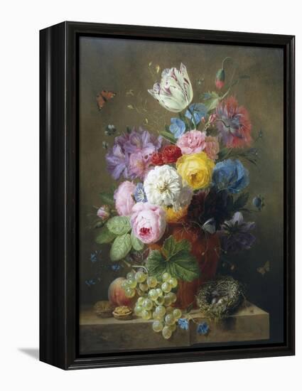 Rich Still Life of Roses, Poppies, Azaleas and Tulips-Arnoldus Bloemers-Framed Premier Image Canvas