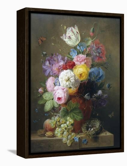 Rich Still Life of Roses, Poppies, Azaleas and Tulips-Arnoldus Bloemers-Framed Premier Image Canvas