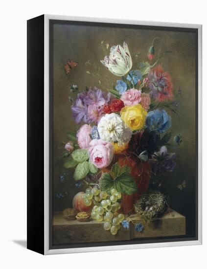 Rich Still Life of Roses, Poppies, Azaleas and Tulips-Arnoldus Bloemers-Framed Premier Image Canvas