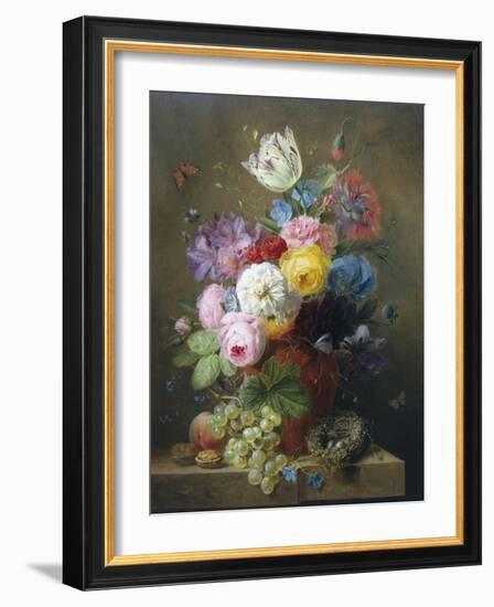 Rich Still Life of Roses, Poppies, Azaleas and Tulips-Arnoldus Bloemers-Framed Giclee Print
