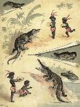 African Children Playing with Crocodiles-Richard Andre-Giclee Print