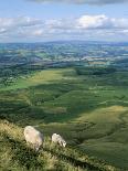 View North from Hay Bluff, with Distant Hay on Wye in Valley, Powys, Wales, United Kingdom-Richard Ashworth-Photographic Print