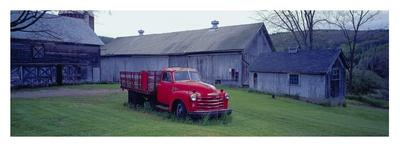 Red Vintage Pickup-Richard Berenholtz-Art Print