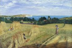 Sandown Bay, Isle of Wight to Culver Cliff with a Cornfield in the Foreground, c.1850-Richard Burchett-Framed Giclee Print