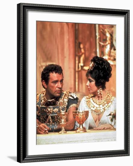 Richard Burton and Elizabeth Taylor, in Costume, Chatting on Set During Filming of Cleopatra-Paul Schutzer-Framed Premium Photographic Print