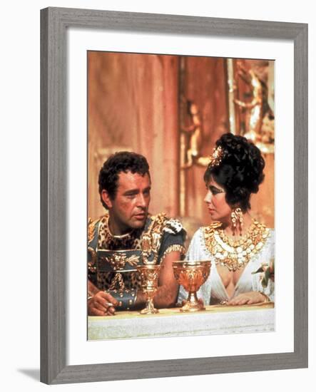 Richard Burton and Elizabeth Taylor, in Costume, Chatting on Set During Filming of Cleopatra-Paul Schutzer-Framed Premium Photographic Print