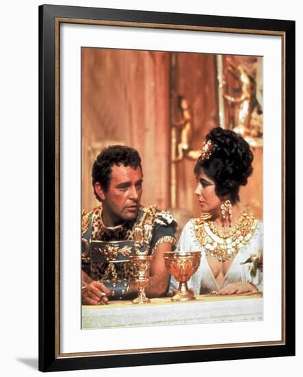 Richard Burton and Elizabeth Taylor, in Costume, Chatting on Set During Filming of Cleopatra-Paul Schutzer-Framed Premium Photographic Print