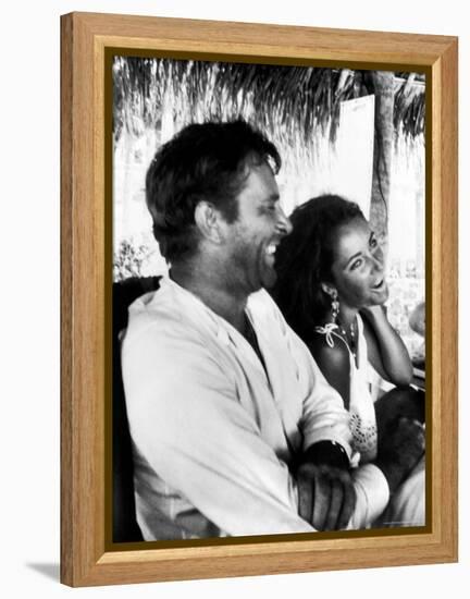 Richard Burton and Elizabeth Taylor on Location-Gjon Mili-Framed Premier Image Canvas