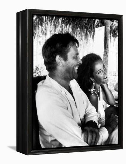 Richard Burton and Elizabeth Taylor on Location-Gjon Mili-Framed Premier Image Canvas