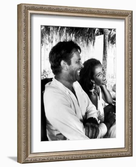 Richard Burton and Elizabeth Taylor on Location-Gjon Mili-Framed Premium Photographic Print