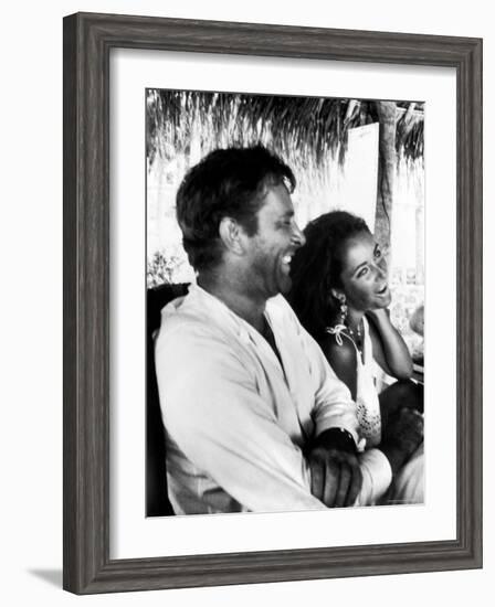 Richard Burton and Elizabeth Taylor on Location-Gjon Mili-Framed Premium Photographic Print