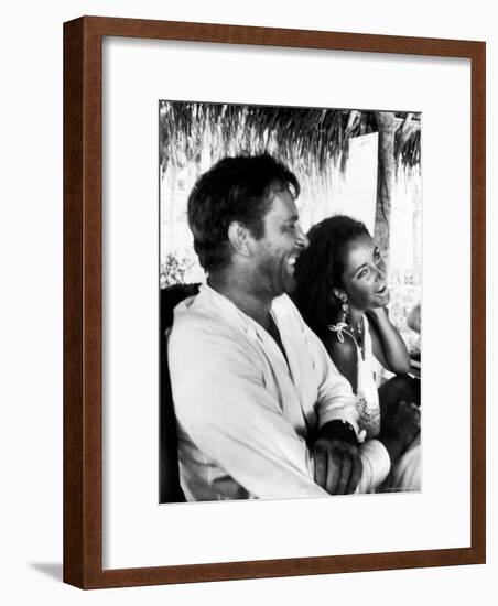 Richard Burton and Elizabeth Taylor on Location-Gjon Mili-Framed Premium Photographic Print