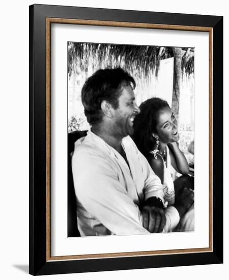 Richard Burton and Elizabeth Taylor on Location-Gjon Mili-Framed Premium Photographic Print