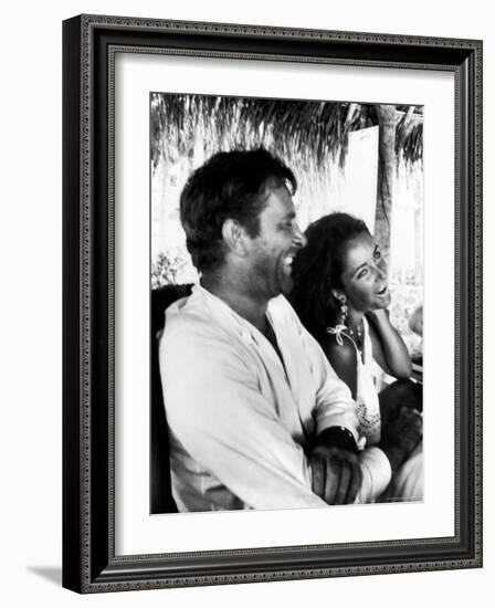 Richard Burton and Elizabeth Taylor on Location-Gjon Mili-Framed Premium Photographic Print