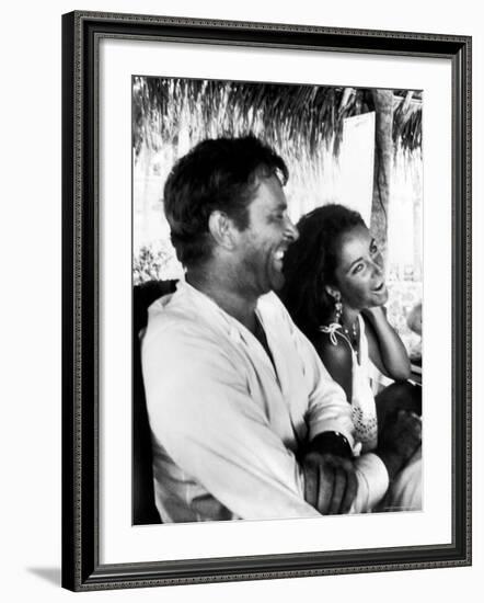 Richard Burton and Elizabeth Taylor on Location-Gjon Mili-Framed Premium Photographic Print