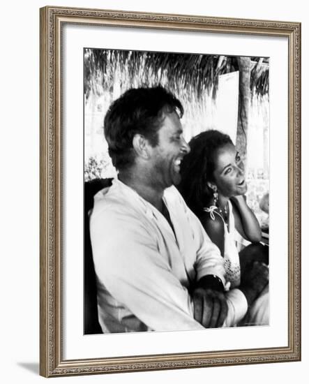 Richard Burton and Elizabeth Taylor on Location-Gjon Mili-Framed Premium Photographic Print