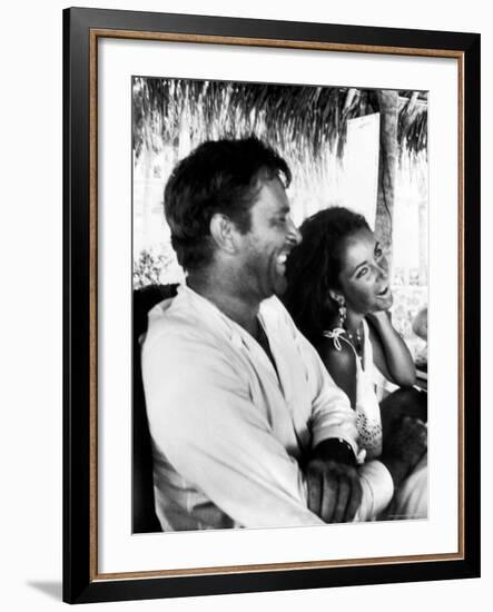 Richard Burton and Elizabeth Taylor on Location-Gjon Mili-Framed Premium Photographic Print