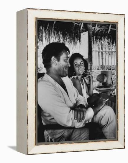 Richard Burton and Elizabeth Taylor on Location-Gjon Mili-Framed Premier Image Canvas