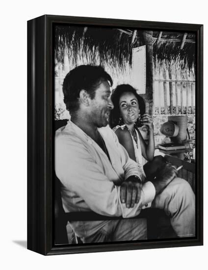 Richard Burton and Elizabeth Taylor on Location-Gjon Mili-Framed Premier Image Canvas