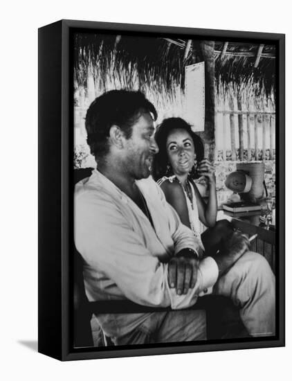 Richard Burton and Elizabeth Taylor on Location-Gjon Mili-Framed Premier Image Canvas
