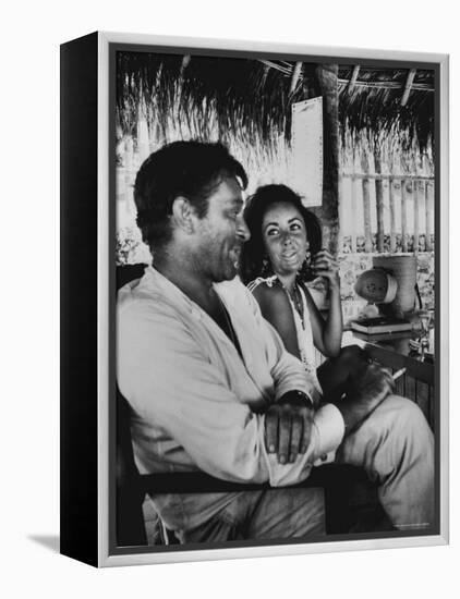 Richard Burton and Elizabeth Taylor on Location-Gjon Mili-Framed Premier Image Canvas