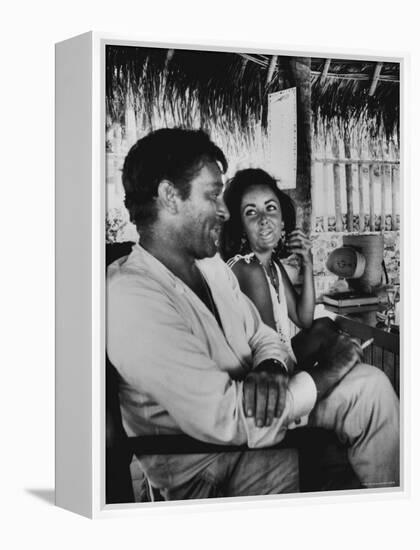 Richard Burton and Elizabeth Taylor on Location-Gjon Mili-Framed Premier Image Canvas