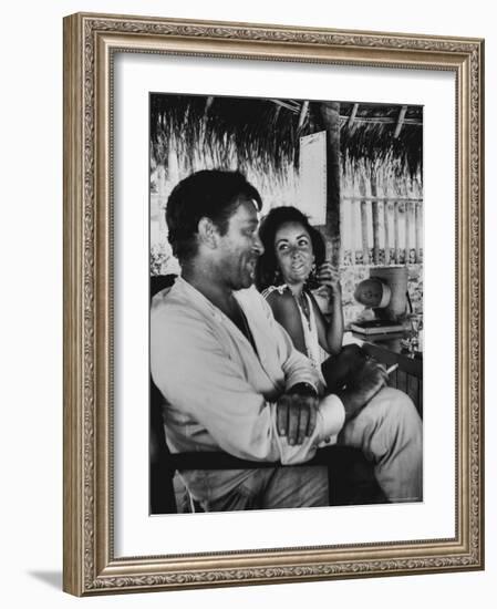 Richard Burton and Elizabeth Taylor on Location-Gjon Mili-Framed Premium Photographic Print