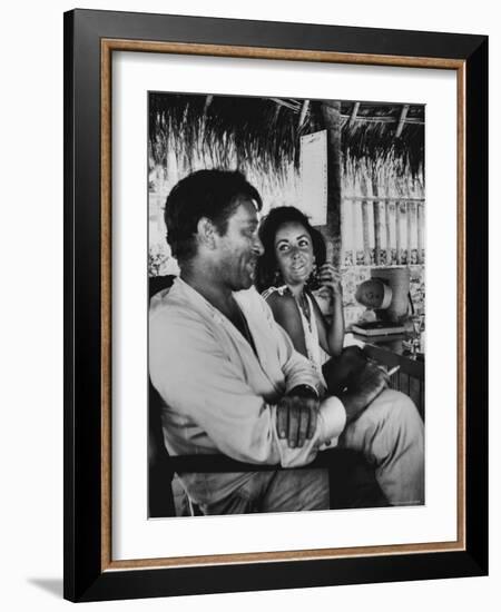 Richard Burton and Elizabeth Taylor on Location-Gjon Mili-Framed Premium Photographic Print