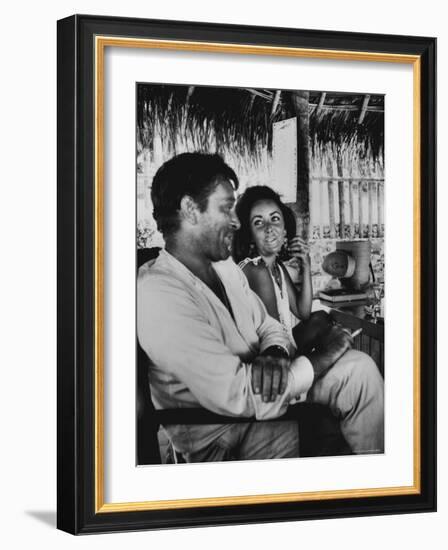 Richard Burton and Elizabeth Taylor on Location-Gjon Mili-Framed Premium Photographic Print